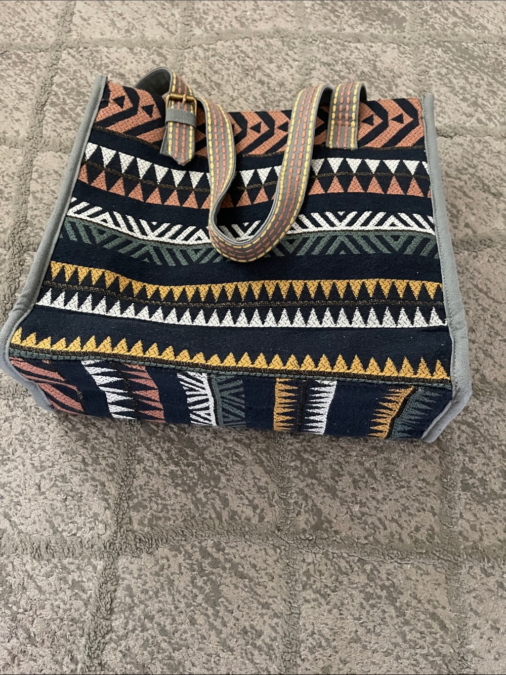 NEW Navy Beaded Tote with Dog and Star Accents - Picture 4 of 6